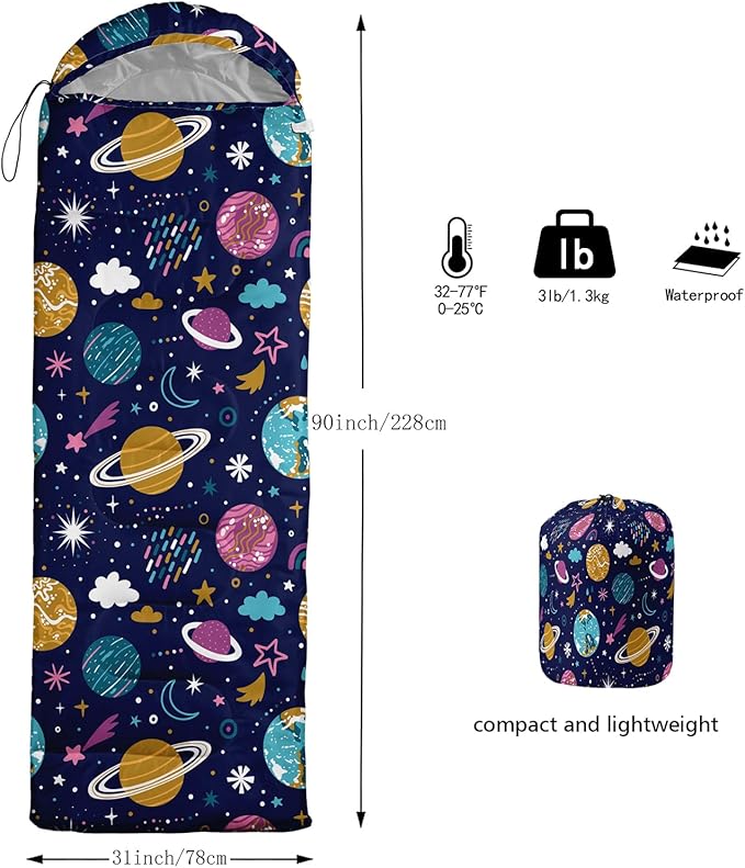 Print sleeping bag,sleeping bags,Outdoor Camping Sleeping Bag，Suitable For Children Boys And Girls Portable,Waterproof,Compact And Lightweight,Great For Outdoor Camping,Backpacking And Hiking
