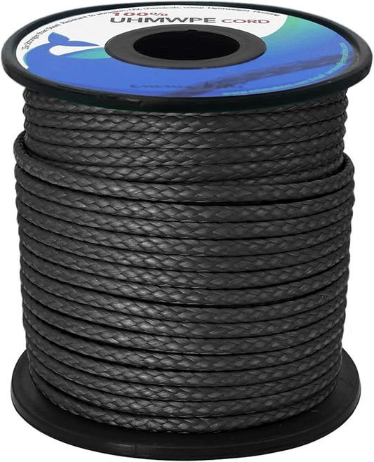 emma kites Hollow UHMWPE Braided Cord 1.3mm, 1.6mm, 2mm Spliceable for Tent Guyline Tarp Hammock Ridgeline Whoopie Sling Bear Bagging for Camping Backpacking