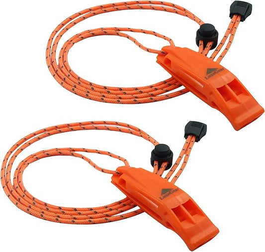 Emergency Whistles with Lanyard Safety Whistle Survival Shrill Loud Blast for Kayak Life Vest Jacket Boating Fishing Boat Camping Hiking Hunting Rescue Signaling Kids Lifeguard Plastic 2 Pack