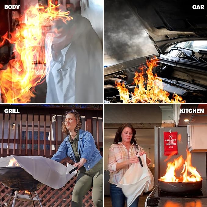 Hero Extra Large Emergency Fire Suppression Blanket - 1 Pack, XL Fiberglass Fire Blanket, 47' x 71'