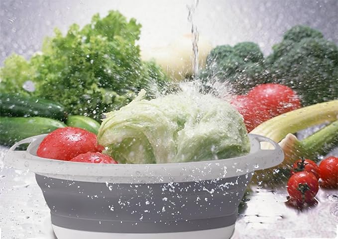 Collapsible Basin,Hand wash basins,Cleaning Basin,Plastic wash Basin,Portable Folding wash Basin,Suitable for Outdoor Camping and Travel (Gray and White)