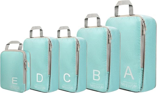 Compression Packing Cubes for Travell Fabric Packing Cubes with Smooth Zippers, Space-Saving Compression Bags for Travell, Luggage Organizers for Clothes, Shoes, and Accessories