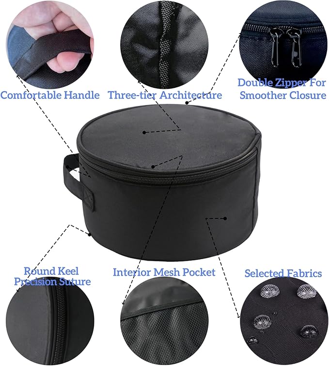 Portable Folding Telescopic Fan Storage Bag, Waterproof Foldaway Standing & Table Fan Hand Bag Case Suitable for P9,P9S,P10,P11,Q7,N97,N98 (Black)