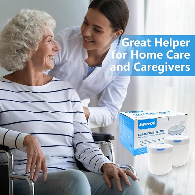 Commode Liners with Highly Absorbent Pads - [Pack of 60] - Bedside Commode Liners Disposable - Medical Grade - Leak-Proof - Toilet Liners Disposable Adult