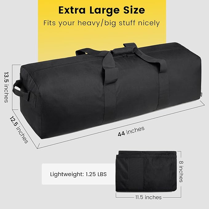 Vorspack Duffle Bag for Travel - 120L Extra Large Duffel Bag for Men Foldable Camping Bags for Weekender Gear Storage Overnight Tent Sports Moving - Black
