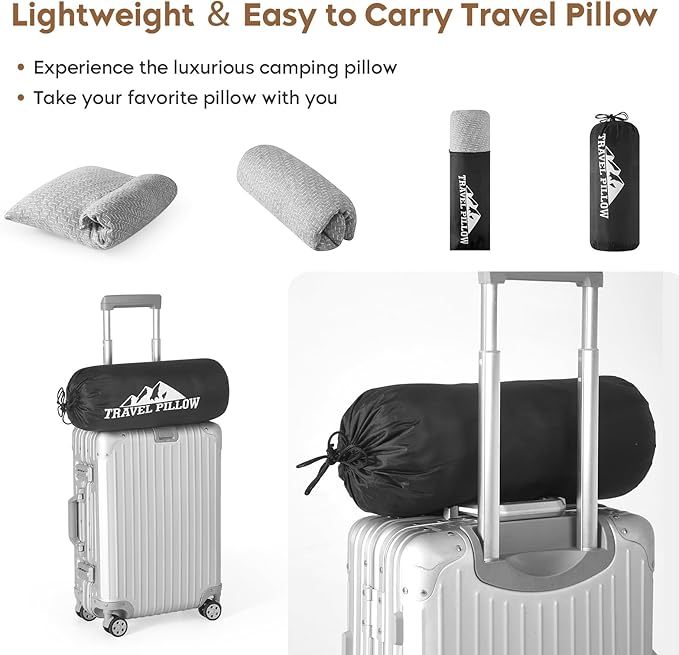 Shredded Memory Foam Pillow, Travel Size Pillow Camping Pillow Breathable and Soft, Ideal Car Backpacking Hiking Airplane