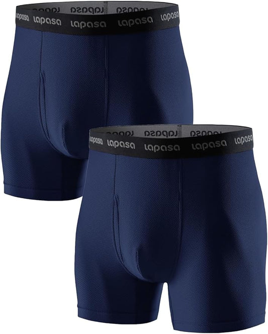 LAPASA Men's Quick Dry Travel Underwear, Terraversal Series Mesh Breathable Trunks/Boxer Briefs/Boxers (2 & 3 Packs)