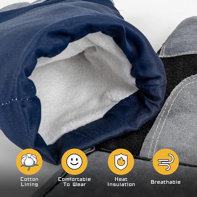 TOOLIOM 16 Inches 932℉ Welding Gloves for MIG/Stick Welding Heat Fire Resistant Leather Forge with Kevlar Stitching Reinforced Thumb and Palm Mitts for Welding/Oven/Grill/Pot Holder/Fireplace/Baking