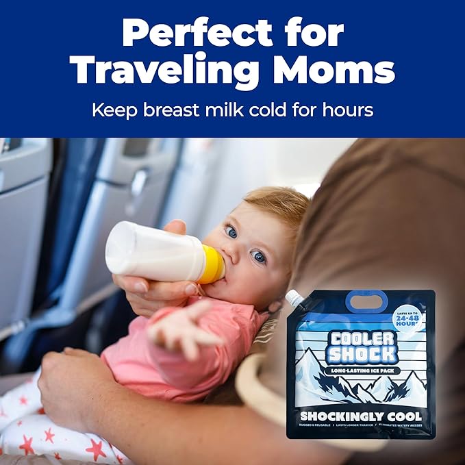 Cooler Shock Reusable Ice Packs for Cooler - Long Lasting Cold Freezer Packs for Coolers and Lunch Boxes - Cooler Ice Packs for Camping Gear, Fishing, Road Trips, Beach Must Haves