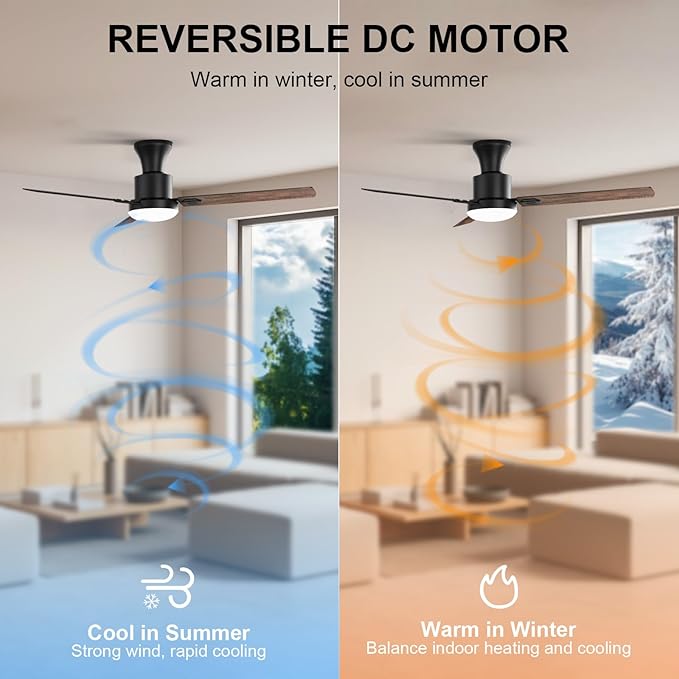 Obabala 60 Inch Ceiling Fan LED Light, Ultra-Quiet 6-Speed DC Motor, Remote & APP Smart Control, Indoor & Outdoor Fan for High Ceiling, Living Room