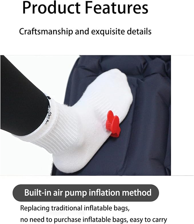 Sleeping Pad for Camping- Ultralight Inflatable Sleeping Mat with Built-in Foot Pump & Pillow, Upgraded Compact Camping Air Mattress for Camping, Backpacking, Hiking (Dark Blue)