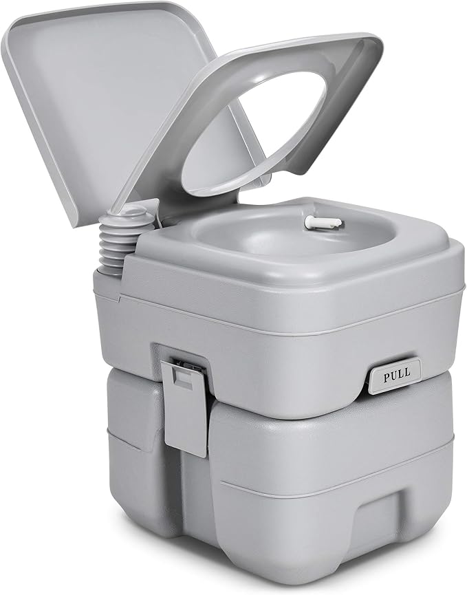 YITAHOME Portable Toilet Travel RV Potty, 5.3 Gallon Detachable Waste Tank for Effortless Cleaning, Press Flush Pump, for Camping, Boating, Hiking, Trips