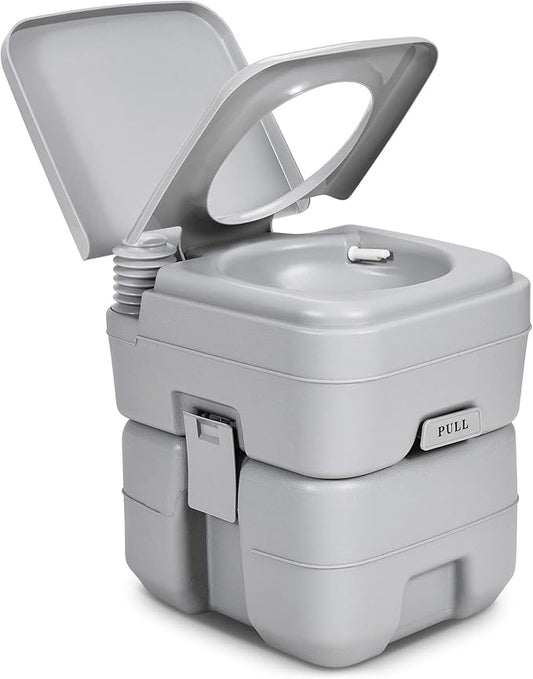 YITAHOME Portable Toilet Travel RV Potty, 5.3 Gallon Detachable Waste Tank for Effortless Cleaning, Press Flush Pump, for Camping, Boating, Hiking, Trips