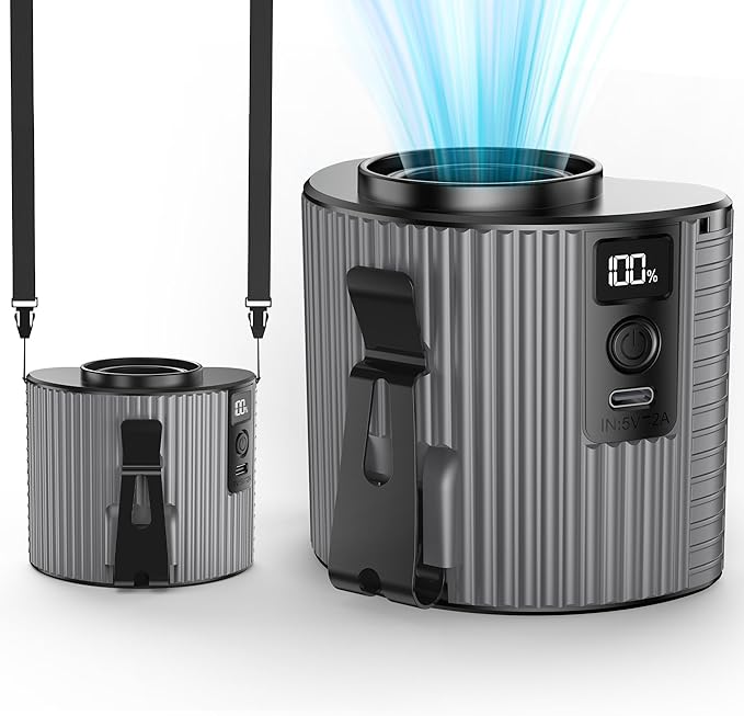 PANERGY Portable Waist Fan, Personal Fan Clip on with Rechargeable Battery operated, 5 Speeds,11000RPM, 20H Cooling, Hands-Free Belt Fan for Outdoor Jobsite