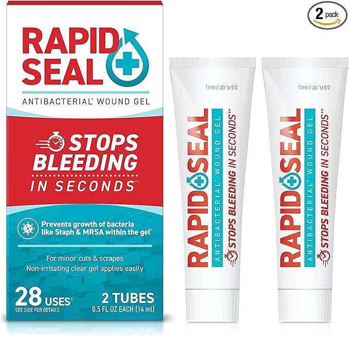 Wound Gel (2 Tubes) | Stops Bleeding in Seconds | Ideal for Cuts, Scrapes and Razor Nicks for Emergency First Aid Supplies