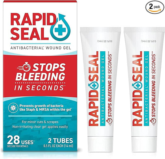 Wound Gel (2 Tubes) | Stops Bleeding in Seconds | Ideal for Cuts, Scrapes and Razor Nicks for Emergency First Aid Supplies