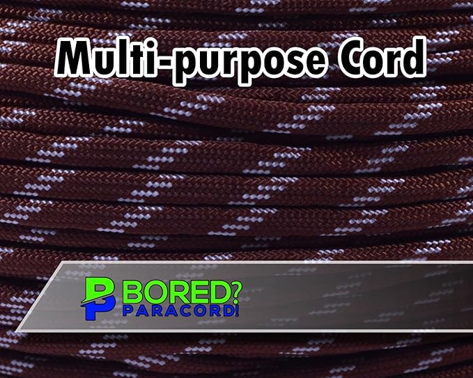BORED? PARACORD! 550 lb Paracord - Ideal for Crafting, Camping, DIY Projects, Active & Military Outdoors - Strong Survival Rope - Tactical Parachute Cord Type III - Pig Skin 1000 Feet