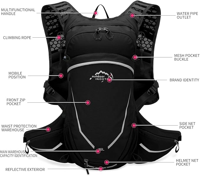 16L Hydration Backpack with Free 2-Liter Water Bladder,The Lightweight Hydration Pack for Cycling, Hiking, Skiing