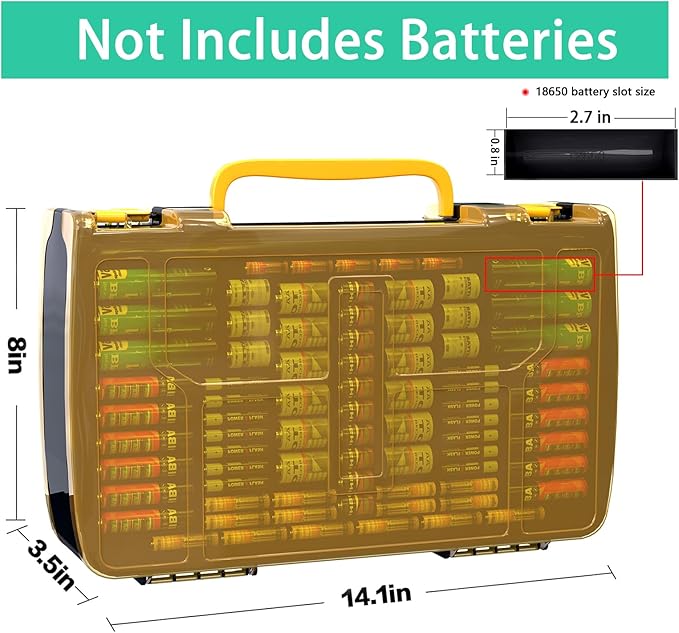 Large Capacity 269 Battery Organizer Storage Case with Tester, Double-Side Battery Holder Container for AA AAA AAAA C D 9V Lithium 3V CR123 CR1632 18650 Batteries(Box Only) (Black)