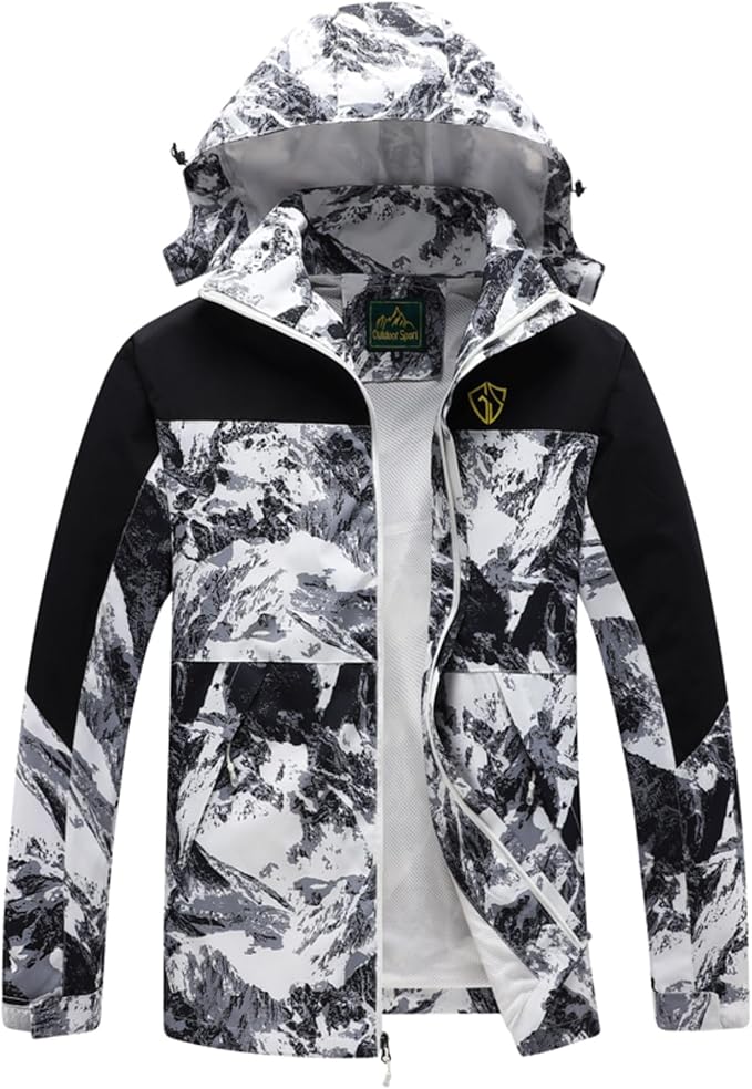 GIISAM Rain Jacket for Men, Mens Waterproof Raincoat Lightweight Rain Jackets Outdoor Rain Coat Windbreaker with Hood