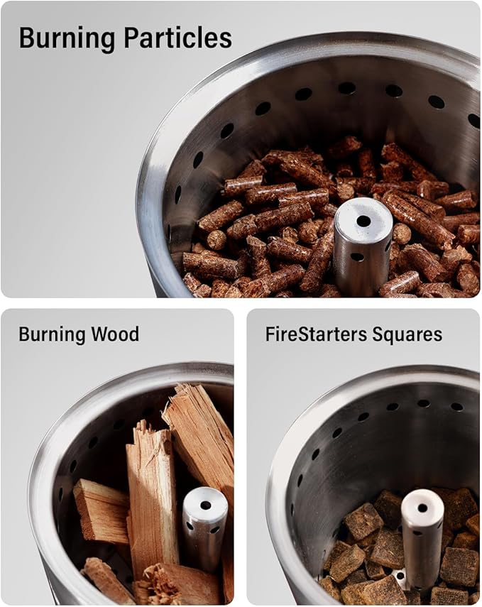 YEFU Tabletop Fire Pit 9.7 x 7.1 in, Flame Intensity Control Camping Stove for Outdoor & Patio, Fueled by Pellets or Wood, Safe Burning Table Top Firepit, with Travel Bag & 2 Mini Sticks, Black