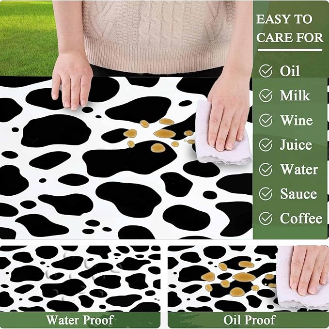 CAPSCEOLL Elastic Picnic Table Cover with Bench Covers 5Ft Waterproof Fitted Picnic Table Cover Cloths for Outdoors Camping Tablecloth with Drawstring Bag, 60X30in, Black White