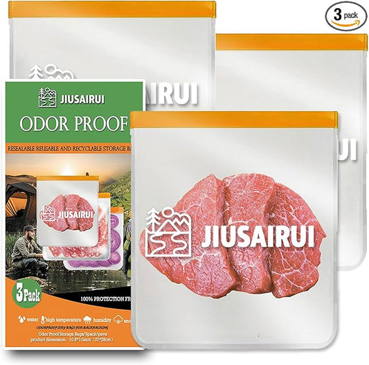 Odor Proof Bear Bags for Food Backpacking: 3Pack Reusable Bear Proof Food Storage Designed to Use with Bear Canister for Backpacking fit Camping Hiking Water Sports