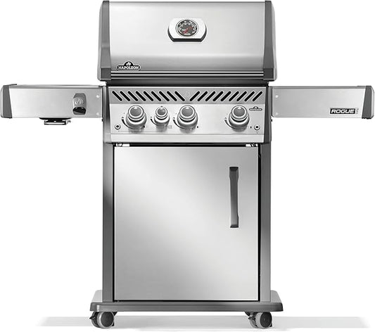 Napoleon Rogue PRO 425 Natural Gas Grill with Infrared Side Burner, Stainless Steel, Durable 4-Burner Gas BBQ
