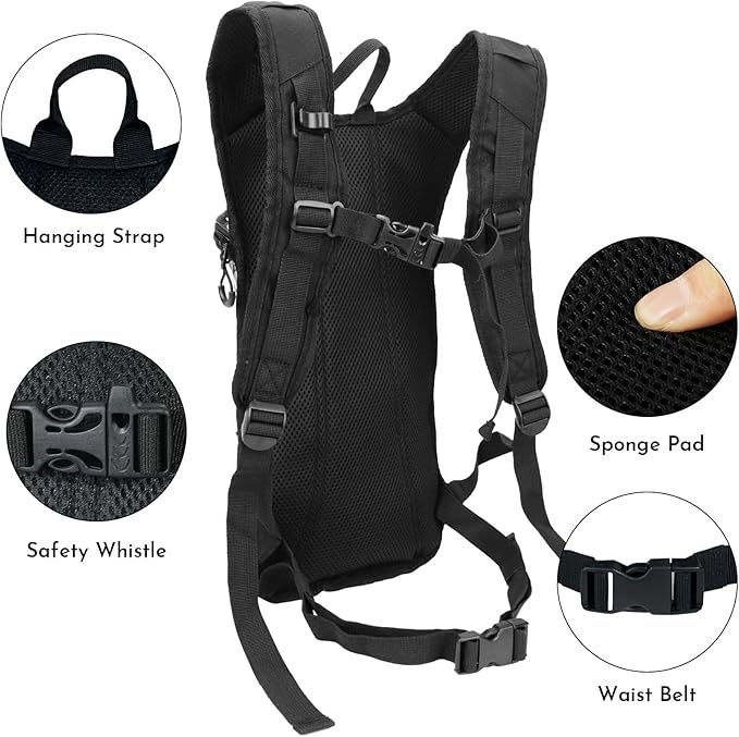 Reflective Hydration Backpack, Hydration Pack - Water Backpack with 2L/3L Hydration Bladder, Essential for Festivals - Rave Hydration Pack for Hiking, Running, Cycling, and Festivals