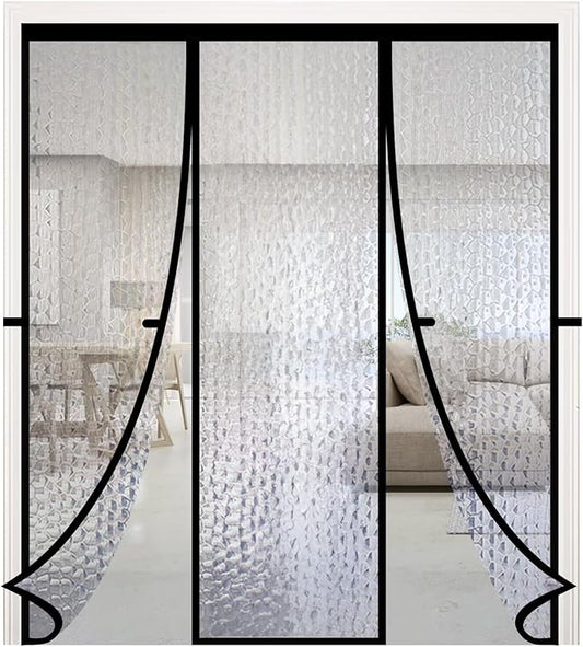 RELIANCER Magnetic Thermal Insulated Double Door Curtain,Waterproof EVA Doors Cover,Fit Doors Size 58"x78",Self-Closing Insulated Doorway Curtain Partition,Temperature Protection Thermal Door Screen