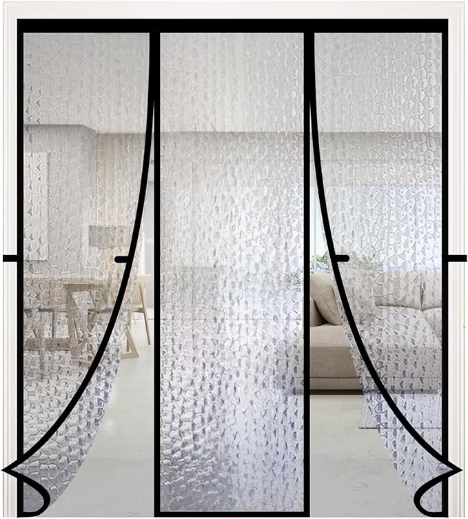 RELIANCER Magnetic Thermal Insulated Double Door Curtain,Waterproof EVA Doors Cover,Fit Doors Size 64"x80",Self-Closing Insulated Doorway Curtain Partition,Temperature Protection Thermal Door Screen