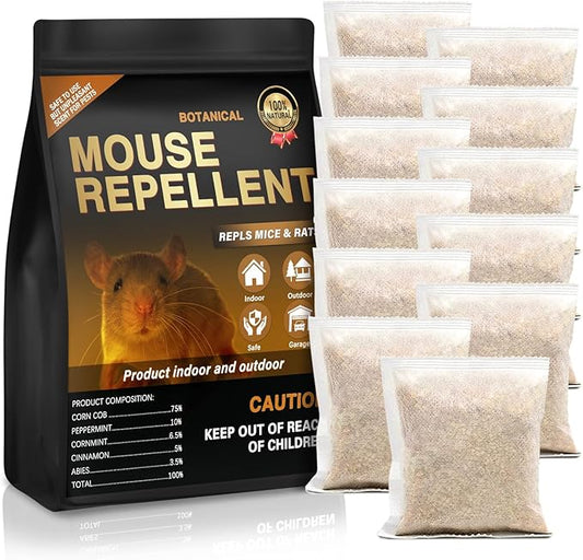 12 Pack Mouse Repellent Pouches,Rodent Repellent for Car Engines,Mouse deterrents That Works,Peppermint Oil to Repel Mice and Rat