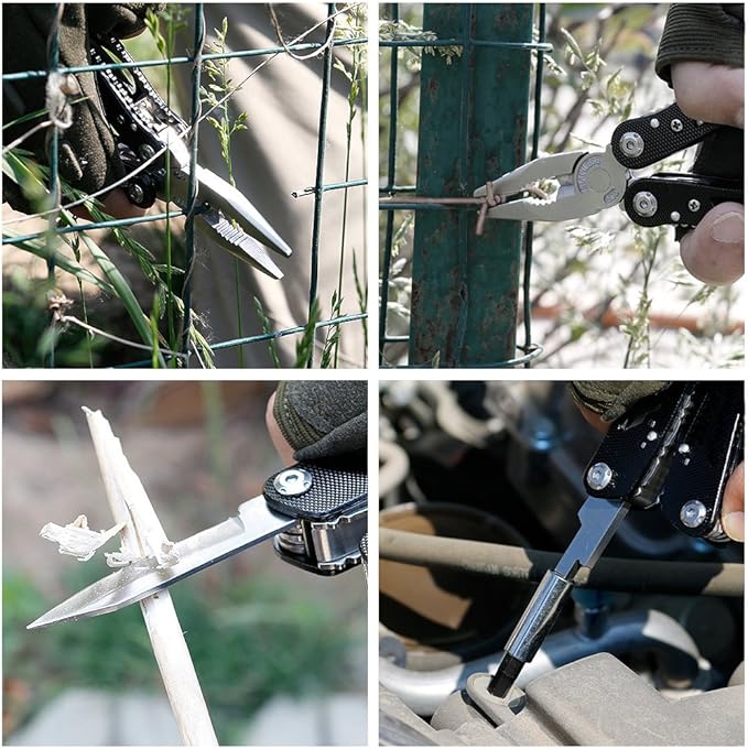 Poeland Multitool Pliers Set Stainless Steel Screwdriver Tool with 11 Screwdriver Bits Black 10 Pack