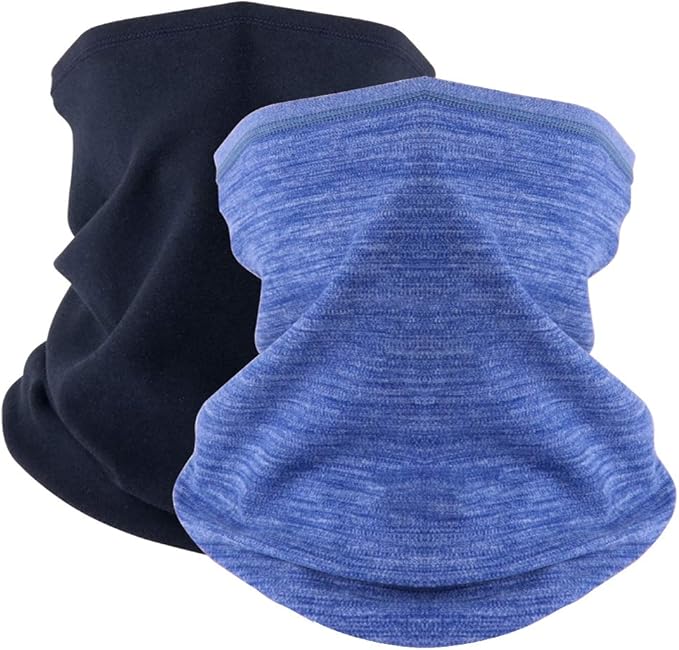 KGC 2 Pack Winter Neck Warmer Gaiter Fleece Windproof Face Mask Cover Cold Weather Scarf for Men & Women