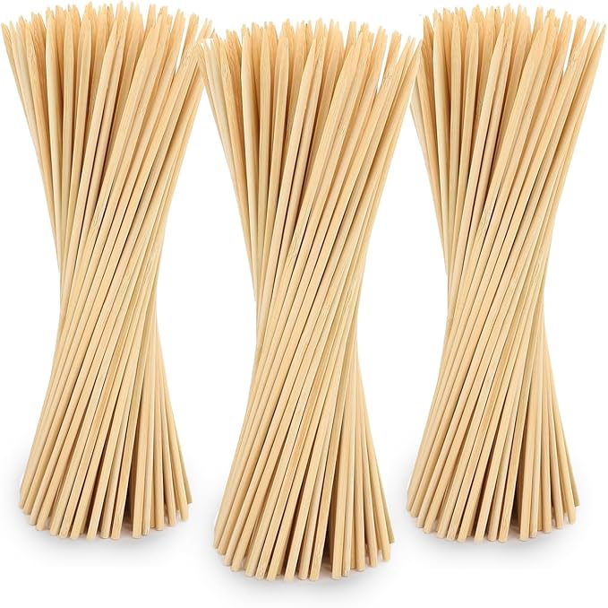 100 Pack 12 inch Bamboo Skewers for BBQ, Appetiser, Fruit, Cocktail, Kabob, Chocolate Fountain, Grilling, Barbecue, Kitchen, Crafting & Party, Natural Wooden Stick — Φ=4mm, Eco-Friendly Wood Sticks