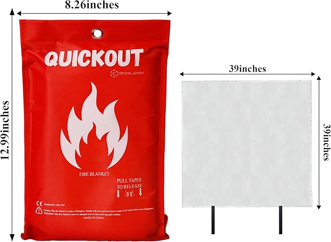 Fire Blanket, Fiberglass Survival Gear for Outdoor Situations, Emergency Retardant Blanket with Fire Suppression Properties, Easy to Use, Ideal for Home Safety and Survival Kits