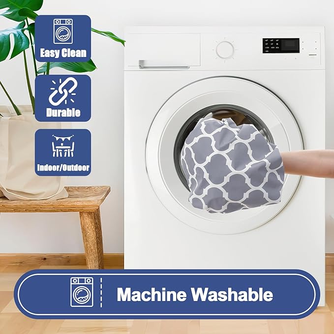 Smiry Picnic Table Cover with Bench Covers, Waterproof Elastic Fitted Tablecloth for 6 Foot Tables, Washable Polyester Tablecloths for Camping, Indoor & Outdoor (Grey Morocco, 30x72 Inch 3-pc Set)