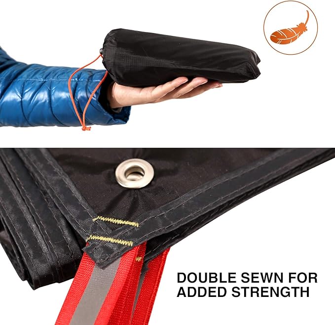 REDCAMP Ultralight Tent Footprint, PU 2000 Waterproof Camping Tent Tarp with Drawstring Carrying Bag for Ground Camping Hiking (71"x87" UL Black)