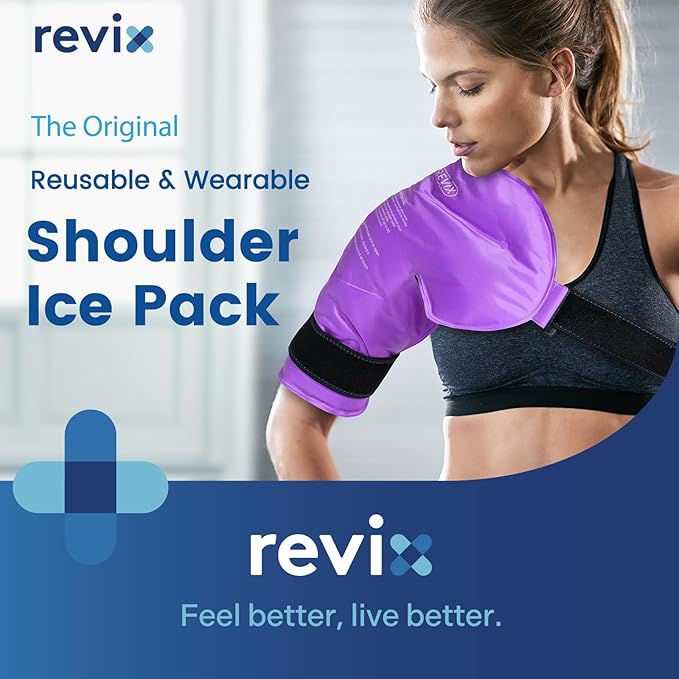 REVIX Shoulder Ice Pack Reusable Gel Ice Wrap for Shoulder Fatigue, Promotes Post-Workout Recovery, Cold Therapy Compression for Man and Women, Purple