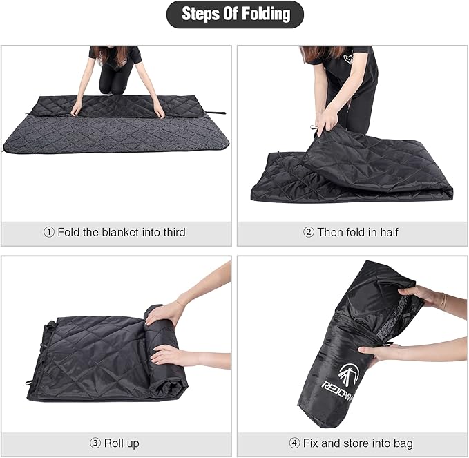 REDCAMP Waterproof Stadium Blanket with Sherpa Lining, Cold Weather Car Blanket Windproof for Outdoor Camping, Machine Washable (50"x 59")