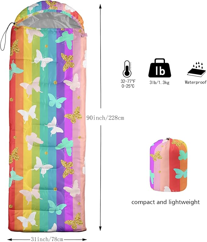 QOOMO Camping Sleeping Bags,3 Season Warm & Cool Weather,Lightweight,Waterproof Sleeping Bags for Adults & Kids,Traveling,and Outdoors,Camping Gear Equipment