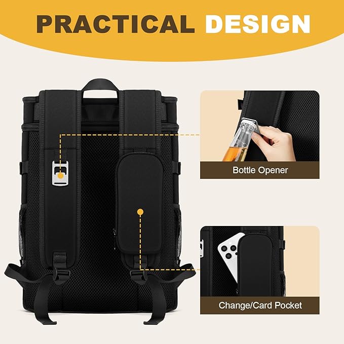 Cooler Backpack - 40 Cans Insulated Backpack Cooler for Men & Women, Portable 2 Leak Proof Compartments Coolers Bag for Beach Travel Picnic Lunch Hiking BBQ Camping - MIYCOO