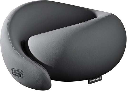 Skechers Memory Foam Travel Pillow,Comfortable & Breathable Airplane Travel Essential, Neck Pillow for Travel, Car Rides, Home, and Office Use, Ergonomic Design for Men and Women,Gray