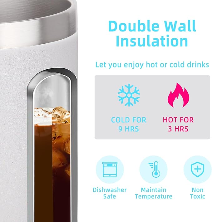 Volhoply 14oz Insulated Stainless Steel Coffee Mug with Lid Bulk 4 Pack,Double Wall Vacuum Travel Coffee Cup with Handle,Reusable Cups Tumbler,Camping Mugs Keep Hot,Ideal Gifts(Assorted,4)