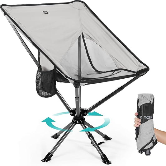 Swivel Portable Chair - Small Compact Collapsible Folding Chairs for Adults, Setup in 8 Seconds, Lightweight Outdoor Backpack Chair for Camping, Travel, Hiking, Beach, Support 300 LBS
