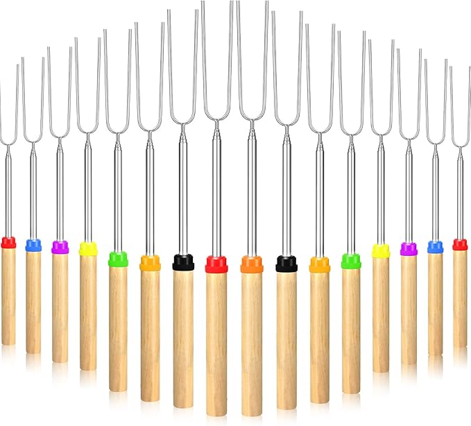32 Inch Marshmallow Roasting Sticks Bulk, Smores Skewers for Fire Pit Kit, Hot Dog Camping Skewers Accessories Campfire Marshmellow Extendable Forks Bbq Tools Smores Sticks(20 Pack)