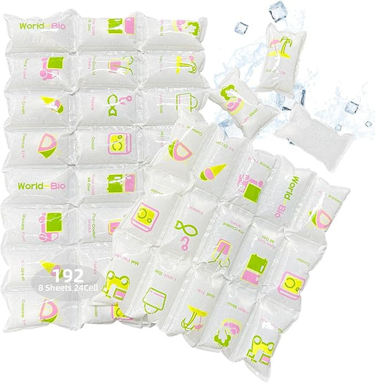 WORLD-BIO Dry Ice Packs for Shipping & Coolers, Shipping Ice Sheets for Coolers Reusable, Long Lasting Dry Ice for Shipping Food, Keep Food Drink Cold,17'' X 9.3'' 192 Cells