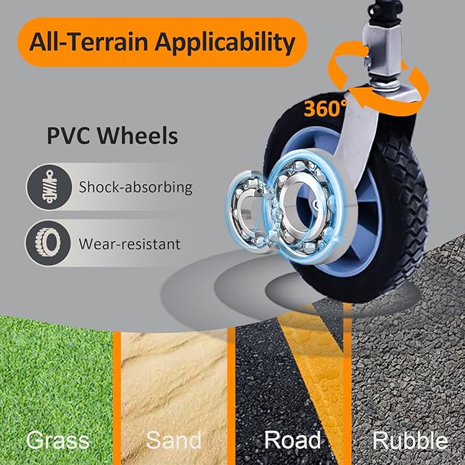 Collapsible Wagon Cart, Large Capacity Utility Foldable Garden Cart, 150 lb Heavy Duty Outdoor Wagon with All-Terrain Wheels, for Camping, Garden,Shopping, Sports, Purple