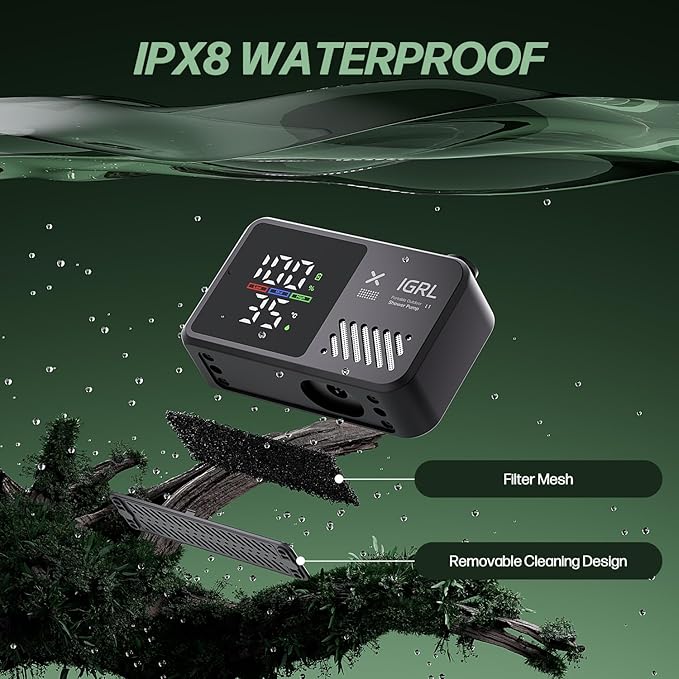 Portable Shower for Camping, Powerful 10L/Min Water Flow, Rechargeable Shower Pump with Bath Sponge, 4 Spray Modes, IPX8 Waterproof, 7800mAh Battery, Ideal for Hiking, Travel, Car Wash, Pet