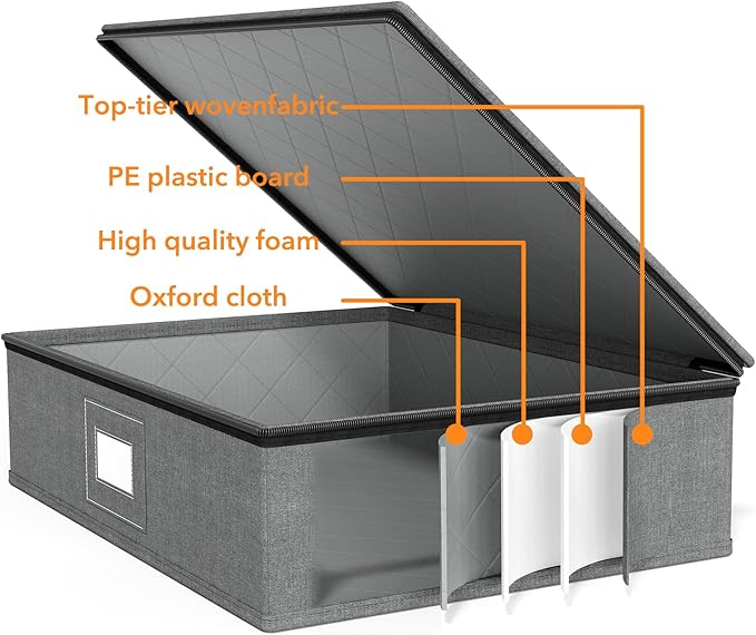 SpaceAid Cup and Mug Storage Organizer 2 Pack, China Storage Containers, Hard Shell Quilted Cases with Soft Plate Separators, Moving Supplies Packing Boxes for 24 Tea Cups or Coffee Mugs (Grey)